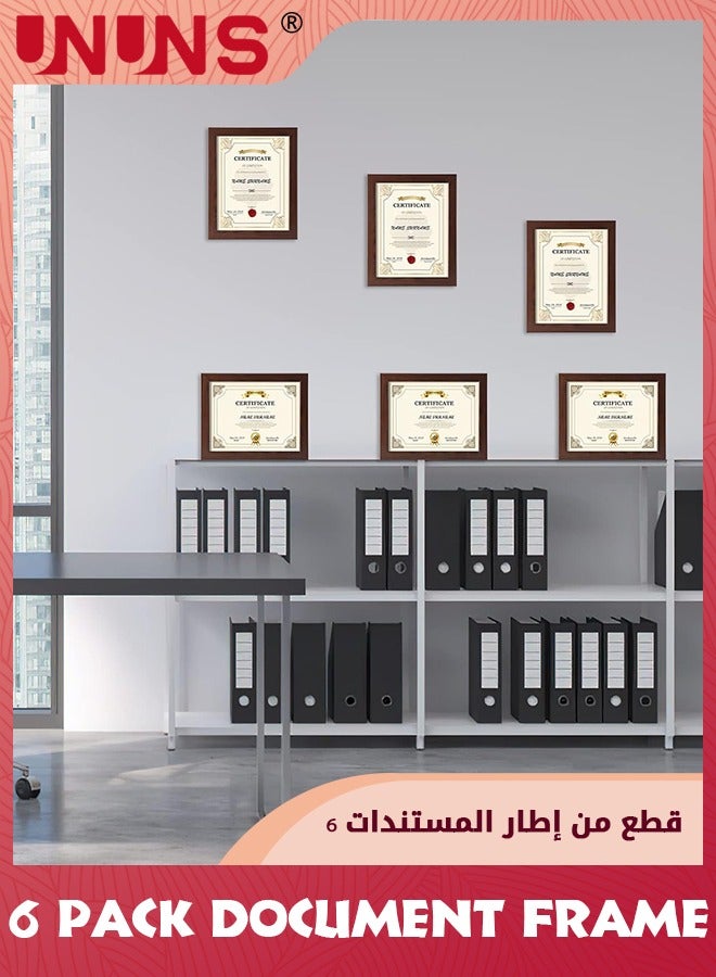 8.5x11.7 Document Frame,Set Of 6 Document Certificate Frame,Picture Frames For Wall And Tabletop,Brown