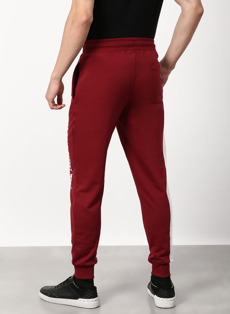 Regular Fit Joggers Dark Maroon/White