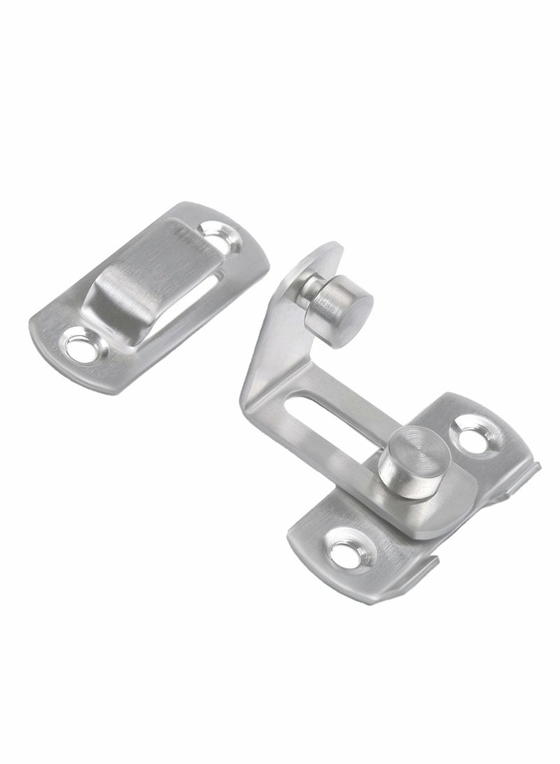 Stainless Steel Latch, 90 Degree Protect Privacy Security Barn Door Lock, Solid Stainless Steel Safety Gate Latches, 2 Pack (Large 90 Degrees Silver)