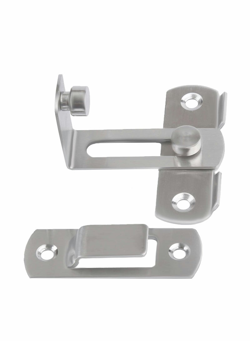 Stainless Steel Latch, 90 Degree Protect Privacy Security Barn Door Lock, Solid Stainless Steel Safety Gate Latches, 2 Pack (Large 90 Degrees Silver)