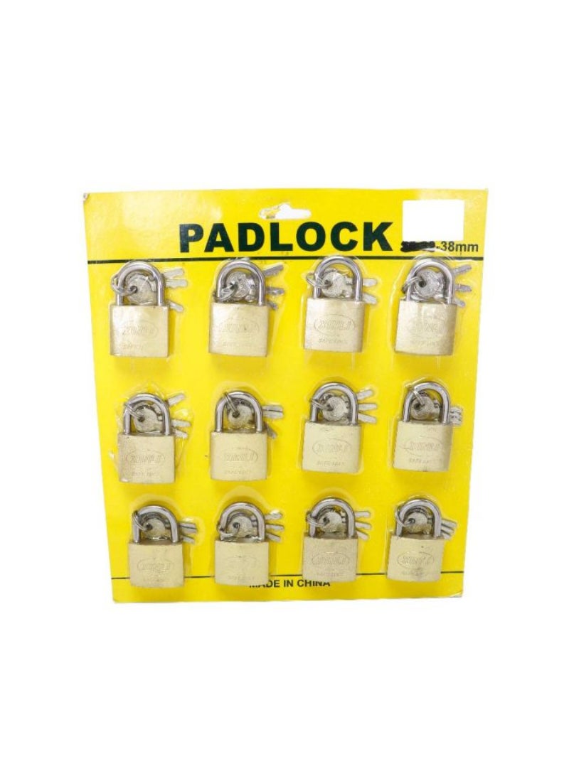 MS20085 38mm Lock - Set of 12 Durable Padlocks for Security