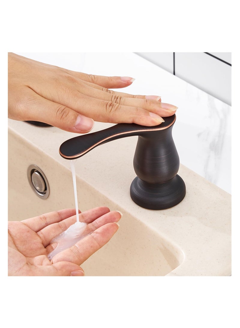 Bronze Kitchen Sink Soap Dispenser, Built-In 13 OZ Bottle, Refill from The Top, Liquid Soap Dispenser for Kitchen Sinks