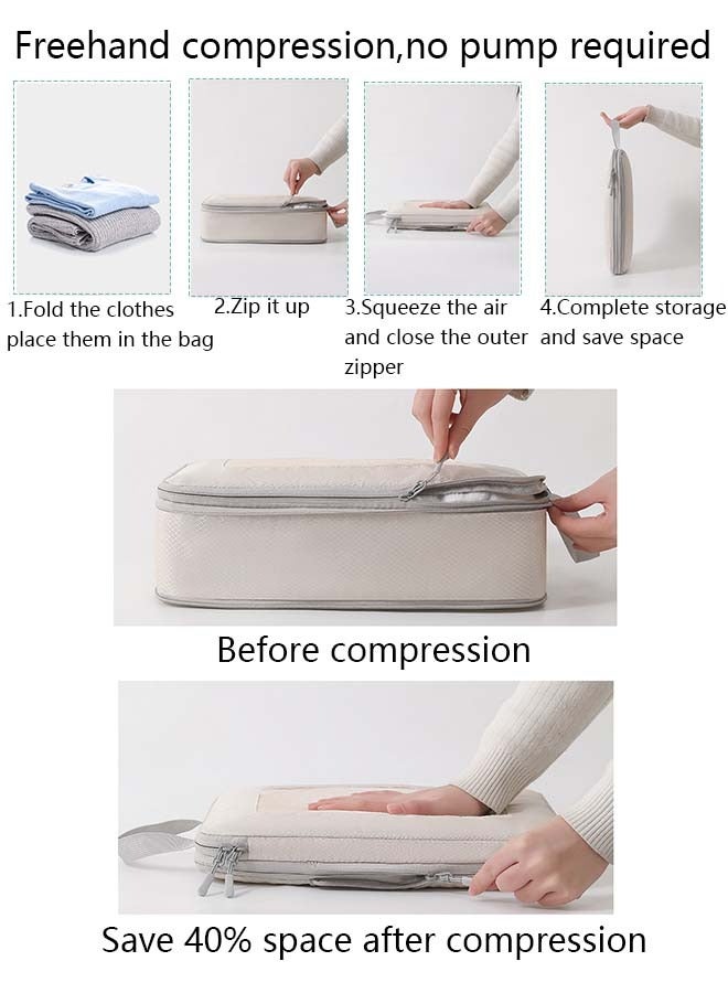 9 Set Compression Packing Cubes for Travel,Lightweight Vacation Travel Essentials，Travel Accessories for Suitcase Organizer Bags Set ， Compressible Expandable Travel Packing Organizer with Double Zipper, Travel Essentials for Carry on Luggage，Durable Luggage Organizer Travel Bags，Grey