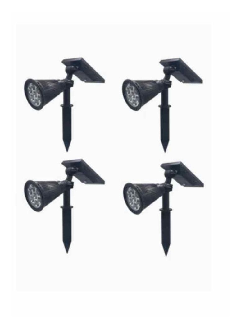 4-Piece 7 LED Solar RGB Spot Light Set Black/Grey 8 x 8cm