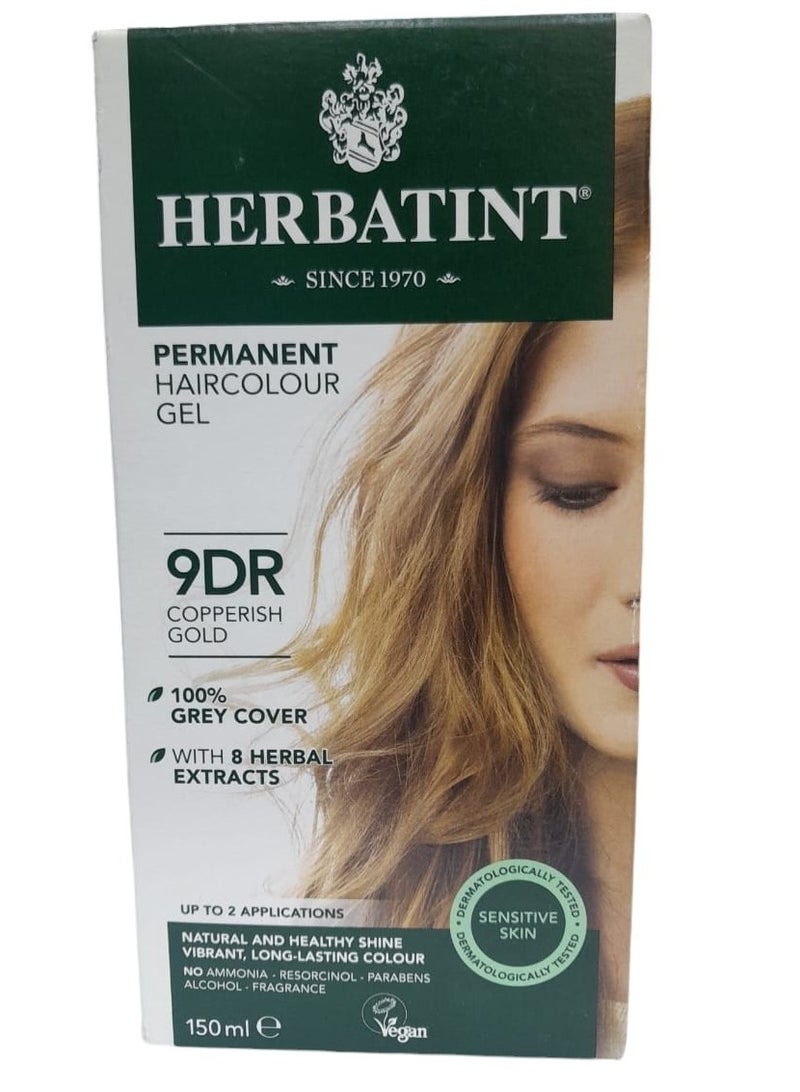 Herbatint Permanent Hair color Gel 9 DR Copperish Gold 150 Ml