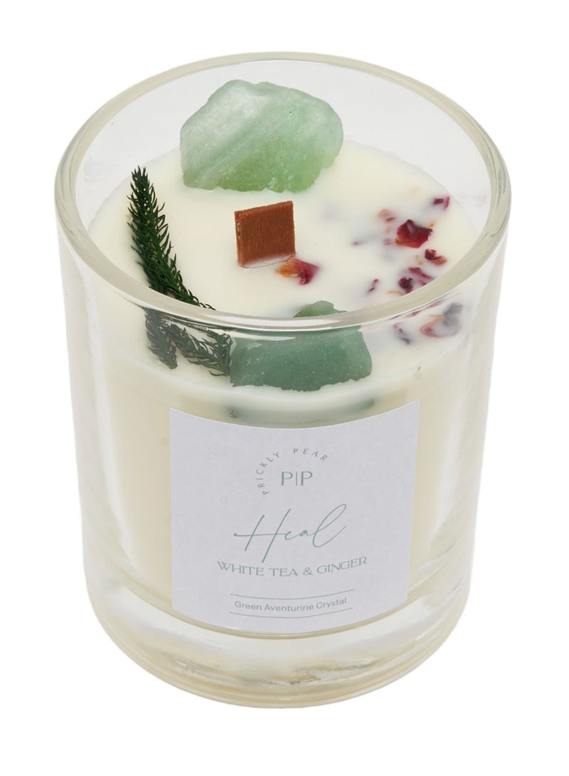 Green Aventurine Crystal 'Heal' Candle, 200g