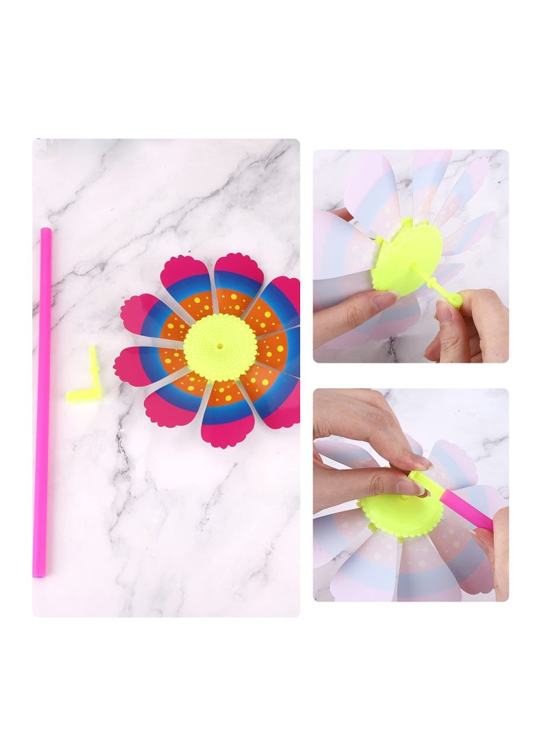 Colorful Sunflower Pinwheel Set - 10 Pcs DIY Wind Spinners for Lawn & Garden, Fun Outdoor Decorations for Kids' Parties, Vibrant Windmill Toys for Yard Decor