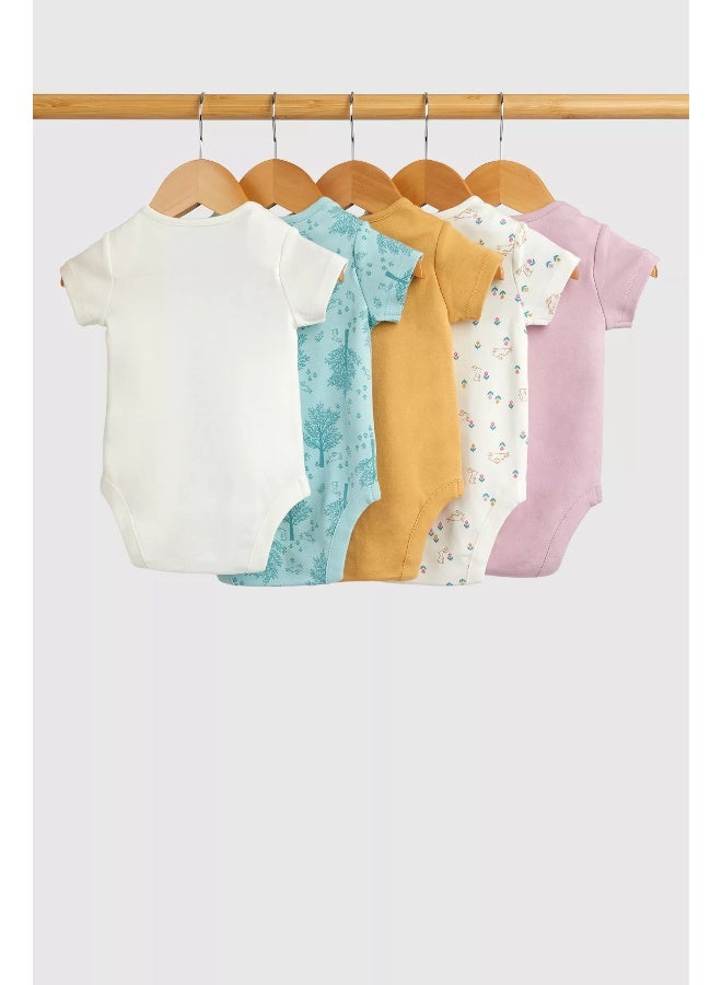 Garden Bunny Short-Sleeved Bodysuits - 5 Pack