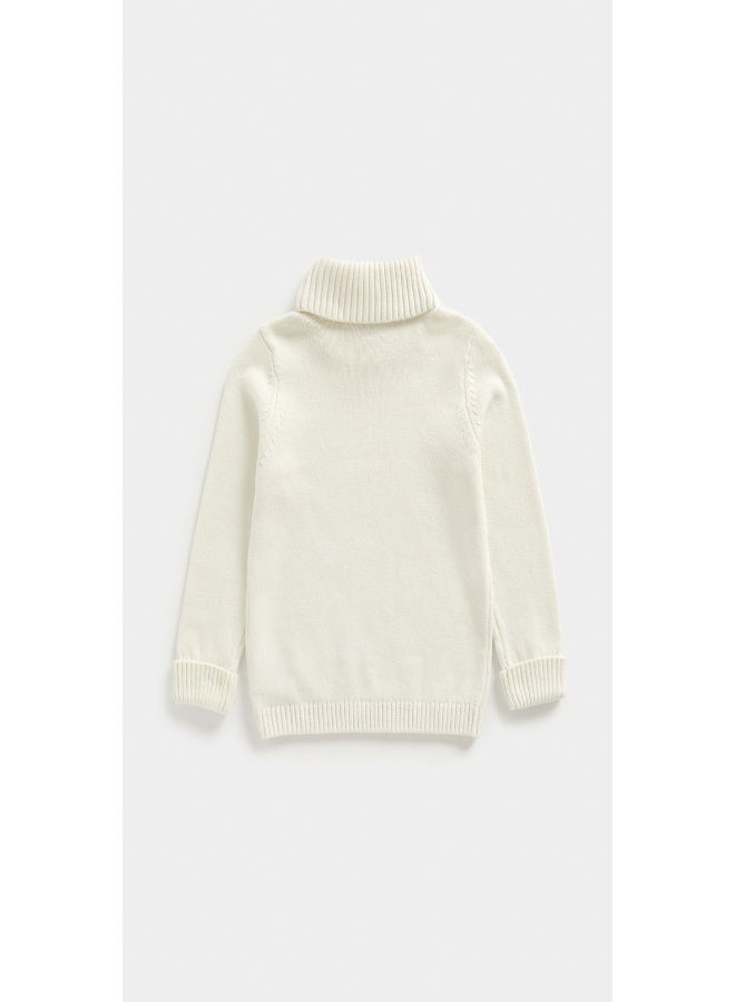 White Roll Neck Knitted Jumper