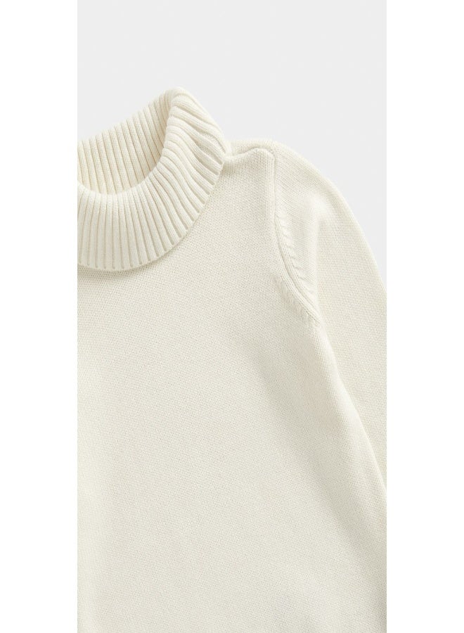 White Roll Neck Knitted Jumper