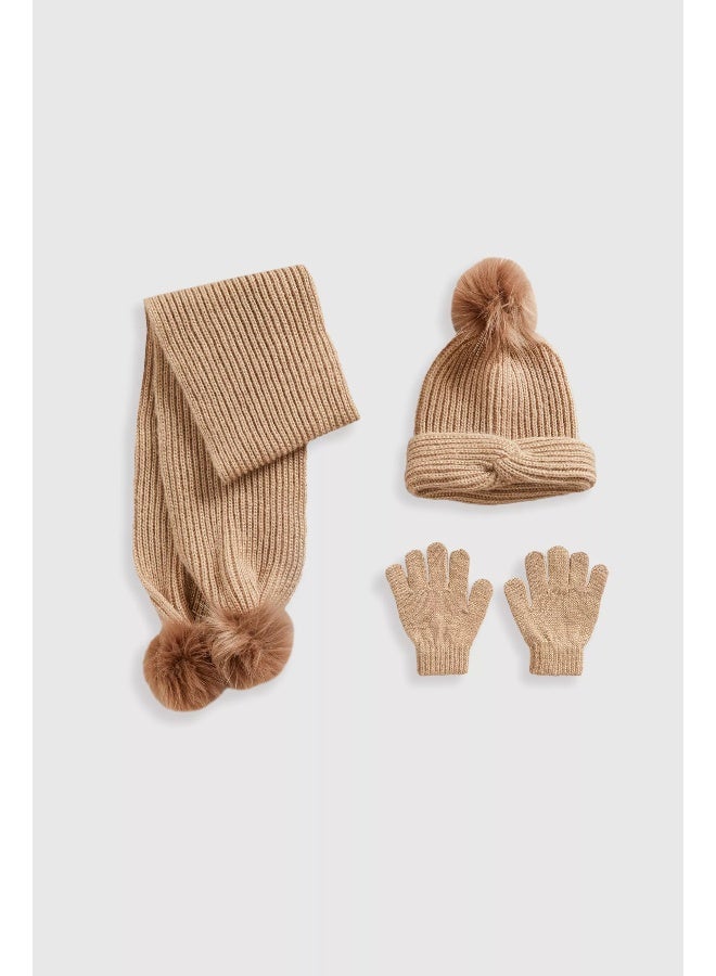 Knitted Hat, Scarf and Gloves Set