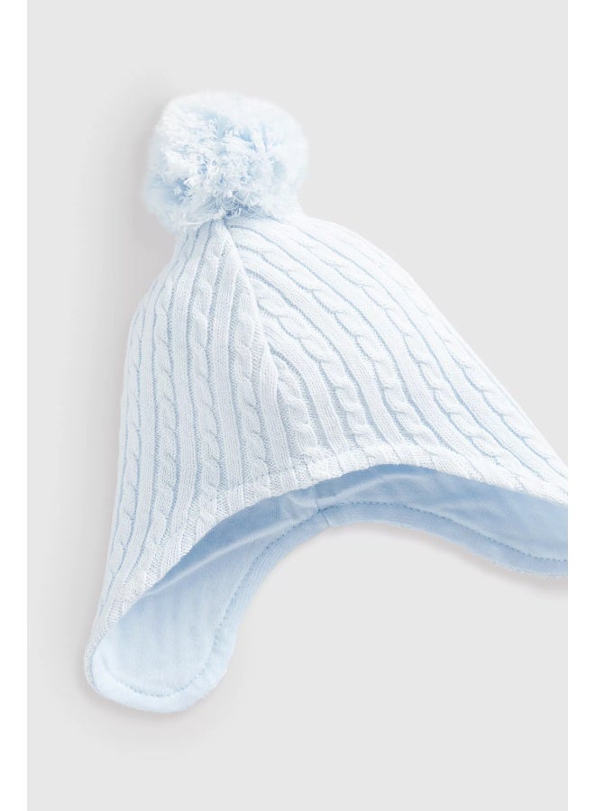 Blue Knitted Trapper Baby Hat