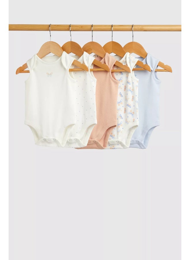 Butterfly Sleeveless Bodysuits - 5 Pack