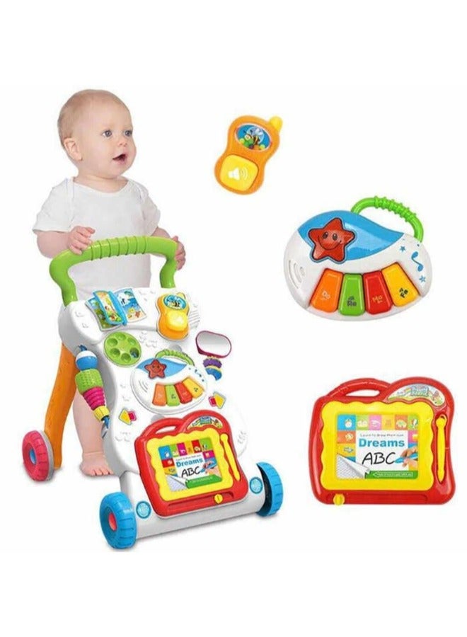 Baby Walker Toy with Light & Music for 9+ Months – Interactive Learning Walker for Babies, White