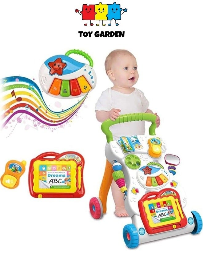 Baby Walker Toy with Light & Music for 9+ Months – Interactive Learning Walker for Babies, White