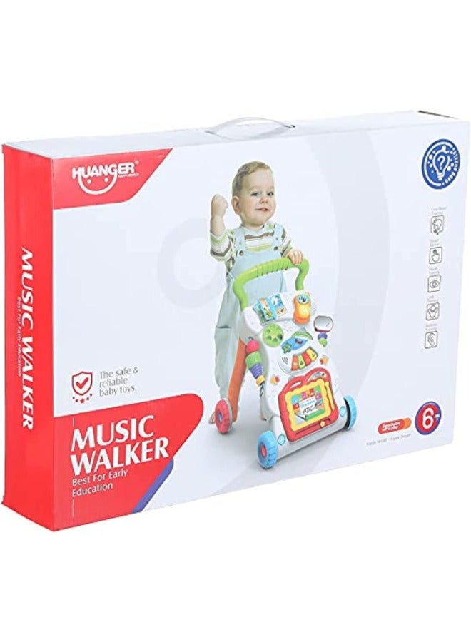 Baby Walker Toy with Light & Music for 9+ Months – Interactive Learning Walker for Babies, White