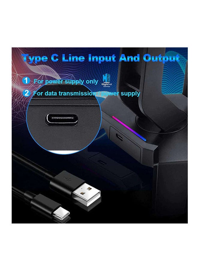 Scepter Elite Rgb Headphones Stand & Gaming Mouse Bungee With 4 Usb 2.0 Hub Ports