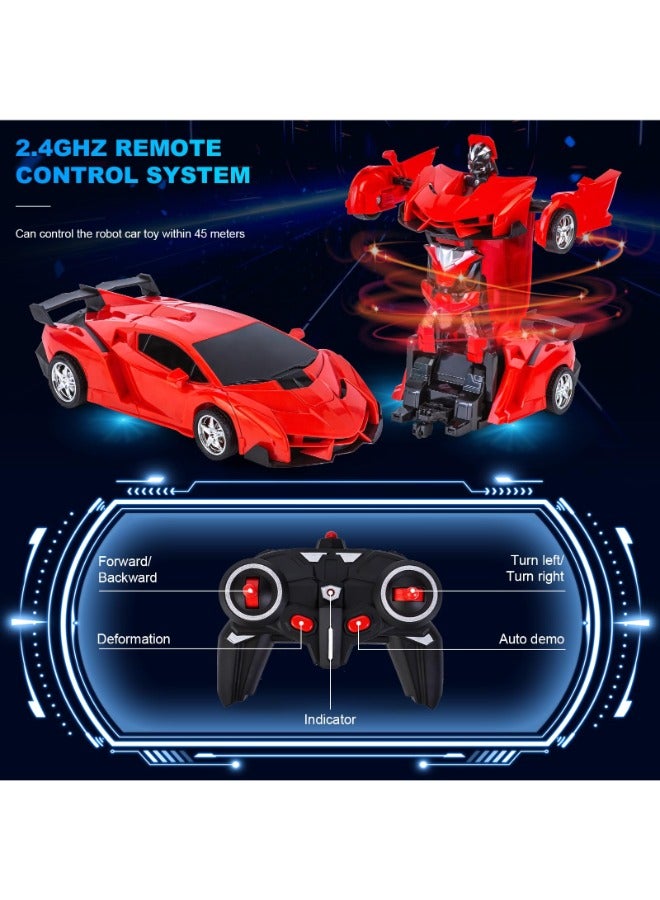 Transformer Cars RC Toy for Boys | Remote Controlled Deformed Car with Electric Racing Features | Ideal Birthday Gift | Red