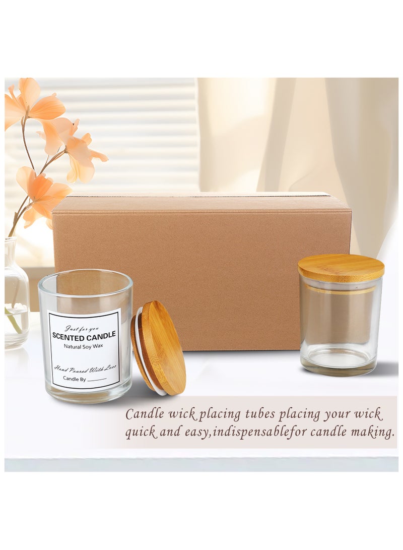12Pack 8oz Clear Glass Candle Jars with Lids and Candle Making Kits - Bulk Empty Candle Jars for Making Candles