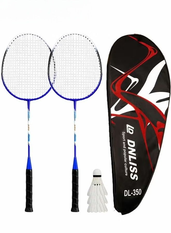 2 Pieces Badminton Set Lightweight Alloy Badminton Racket Including 3 Badminton and 1 Racket Bags Outdoor Sports Accessories