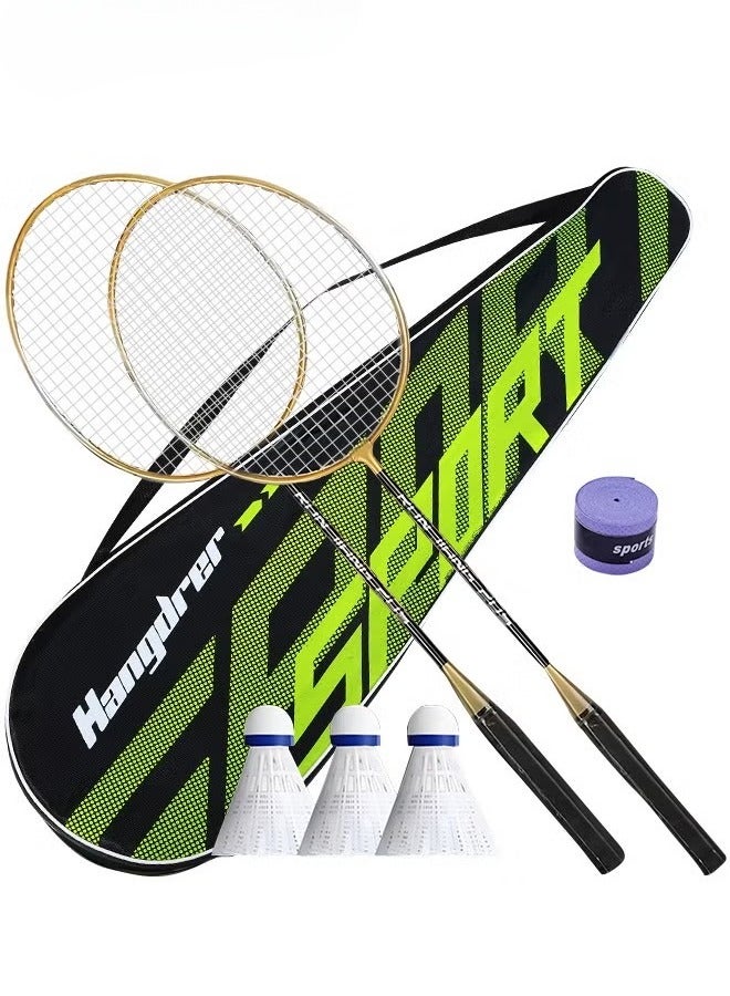 2 Pieces Badminton Set,Outdoor sports set,Badminton Set Including 1 Badminton Bag,2 Rackets,3 badminton balls,1 Replacement Grip Tapes