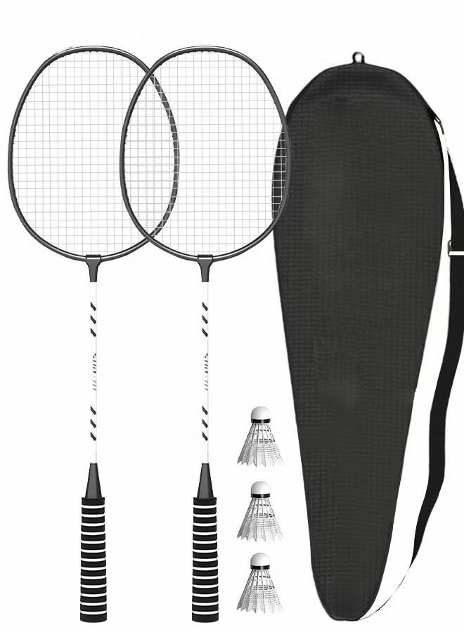 2 Pieces Badminton Set Lightweight Alloy Badminton Racket Including 3 Nylon Badminton and 1 Racket Bags Outdoor Sports Accessories