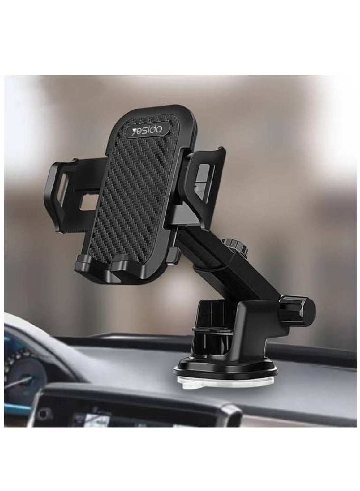 Car Mobile Holder, 270 Degree Rotation & Adjustable Mobile Stand for Car Dashboard Windshield, Universal Cell Phone Holder with Suction Cup, Release Button and Lock Mechanism