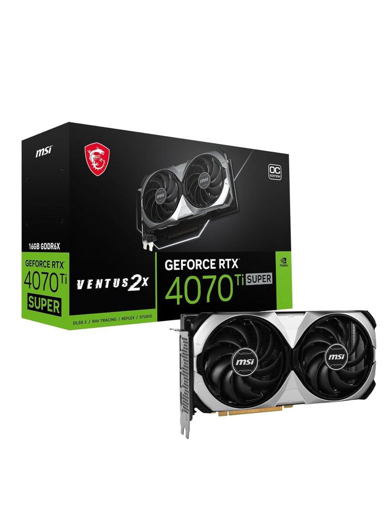 GeForce RTX 4070 Ti SUPER Ventus 2X OC Graphics Card, 16GB GDDR6X 256-Bit Memory, 2640MHz Boost Clock, 21 Gbps Memory Speed, 8448 CUDA Cores, PCI Express® Gen 4 | 912-V513-628 Silver