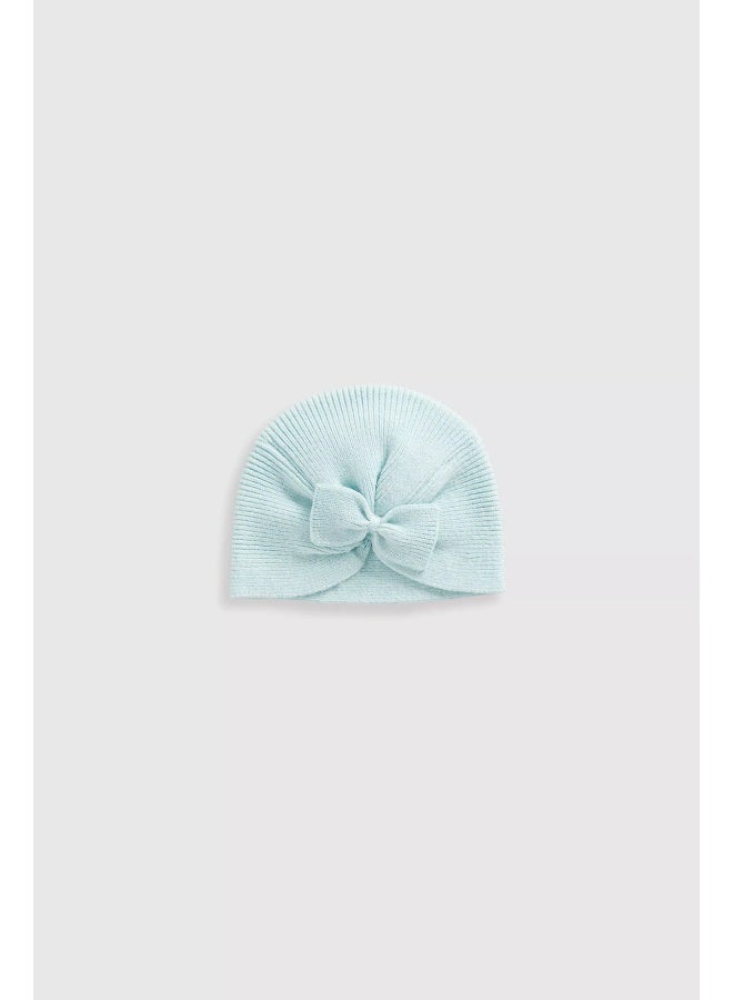 Blue Knitted Turban Baby Hat