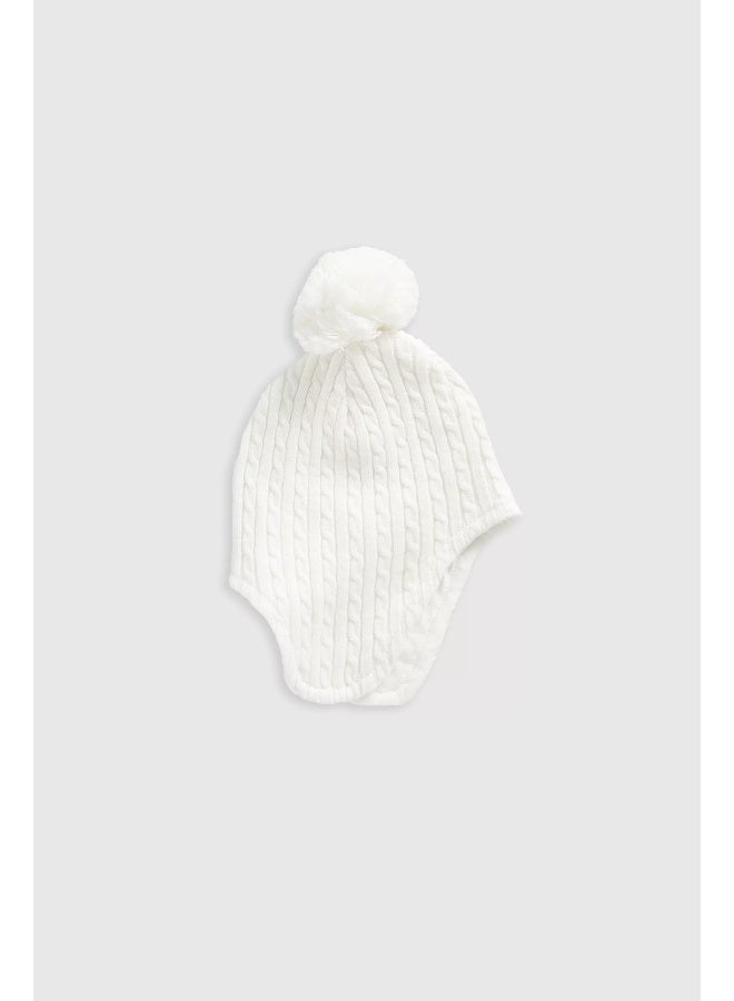 Cream Knitted Trapper Baby Hat