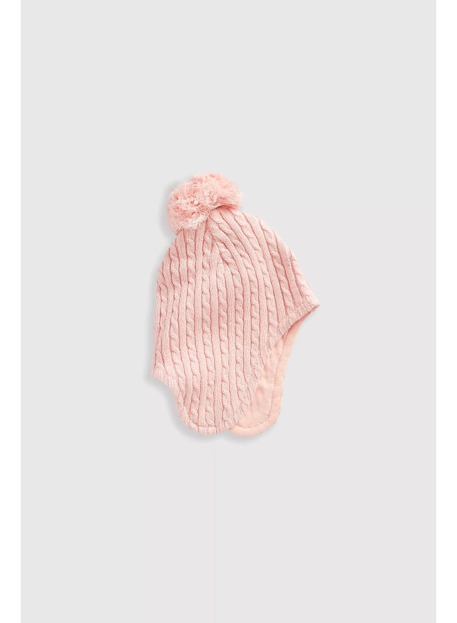 Pink Knitted Trapper Baby Hat