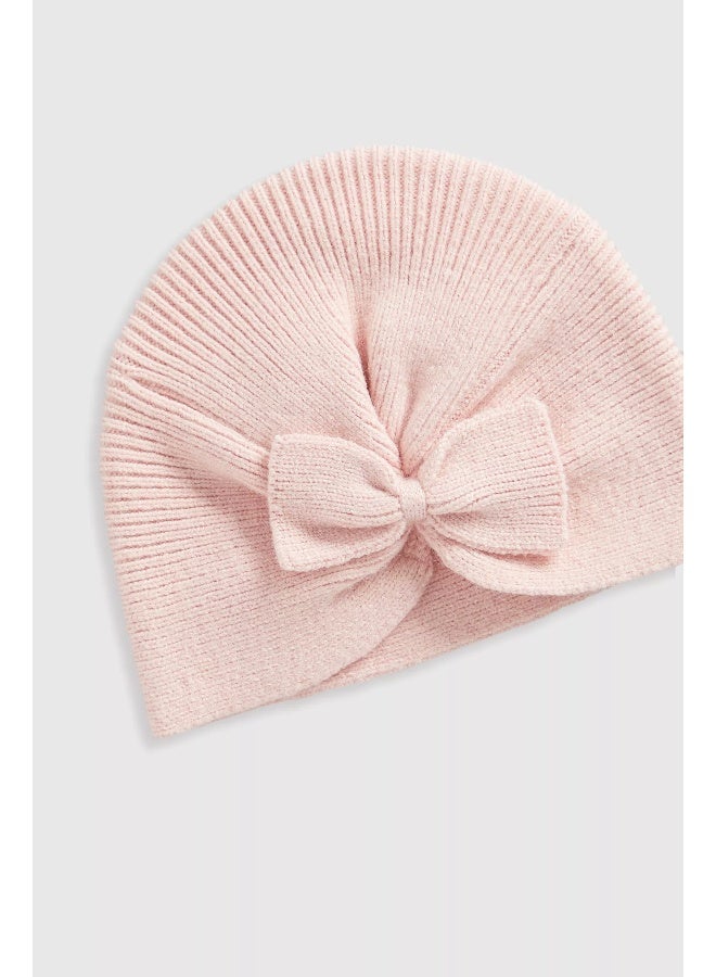 Pink Knitted Turban Baby Hat