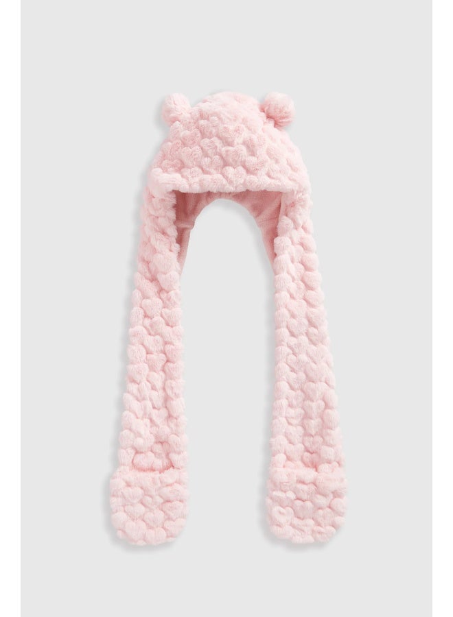 Pink Heart Hooded Scarf