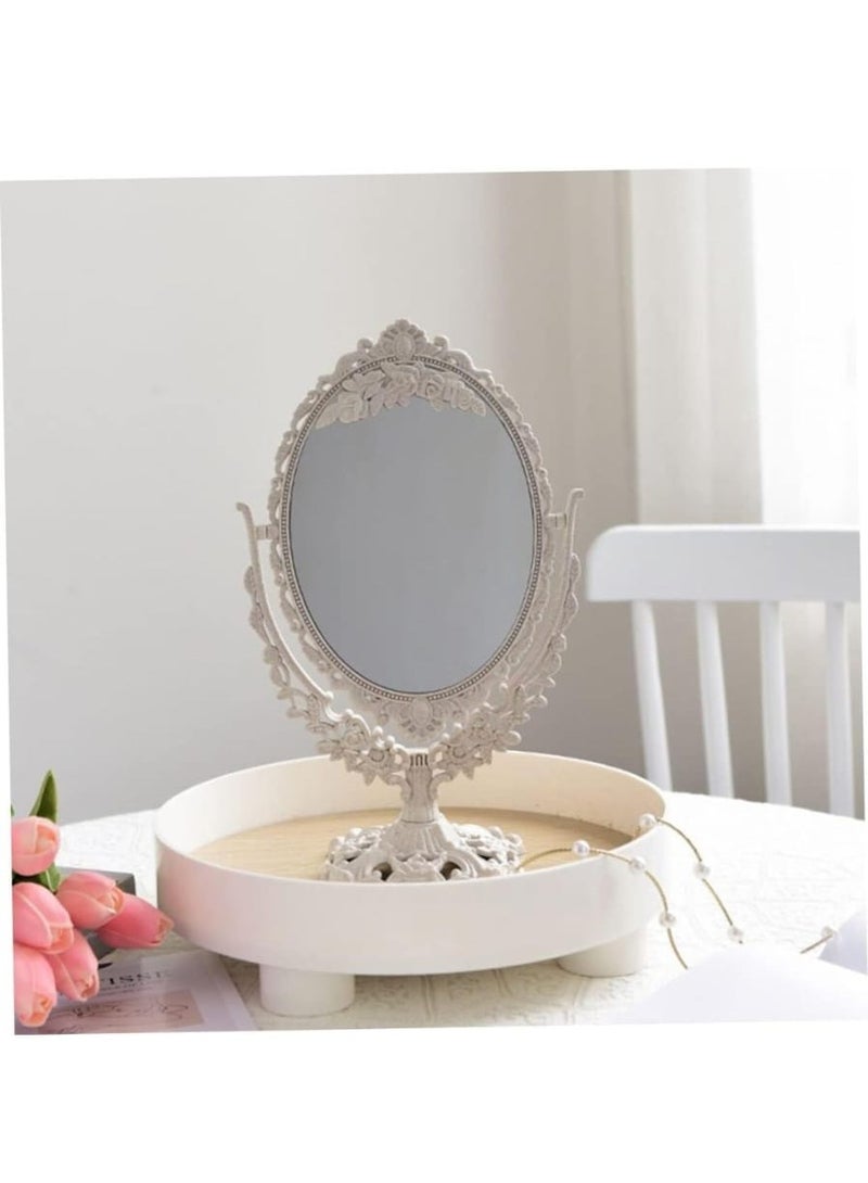 Desktop Vanity Mirror with Adjustable Stand 360° Rotating Tabletop Makeup Mirror, Double-Sided Magnifying Mirror for Desk, Perfect for Home, Office, and Travel Use, Sleek and Durable Design