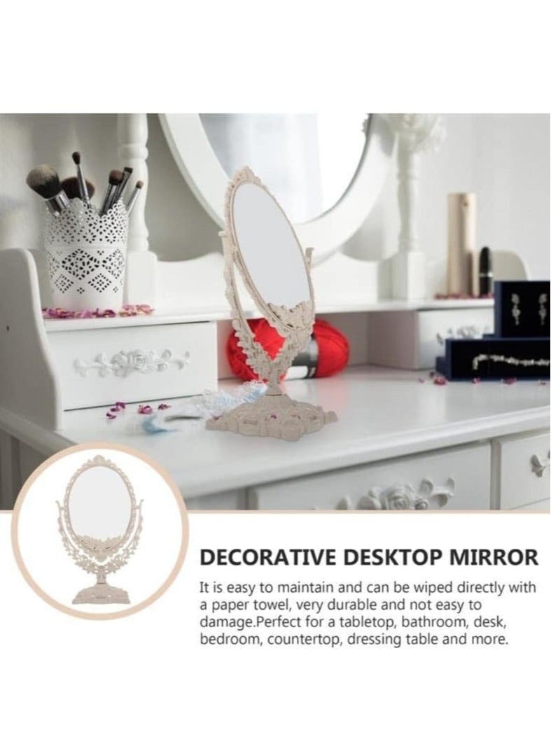 Desktop Vanity Mirror with Adjustable Stand 360° Rotating Tabletop Makeup Mirror, Double-Sided Magnifying Mirror for Desk, Perfect for Home, Office, and Travel Use, Sleek and Durable Design