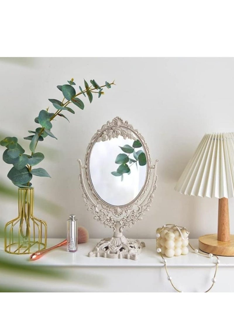 Desktop Vanity Mirror with Adjustable Stand 360° Rotating Tabletop Makeup Mirror, Double-Sided Magnifying Mirror for Desk, Perfect for Home, Office, and Travel Use, Sleek and Durable Design