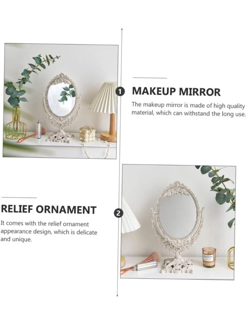 Desktop Vanity Mirror with Adjustable Stand 360° Rotating Tabletop Makeup Mirror, Double-Sided Magnifying Mirror for Desk, Perfect for Home, Office, and Travel Use, Sleek and Durable Design