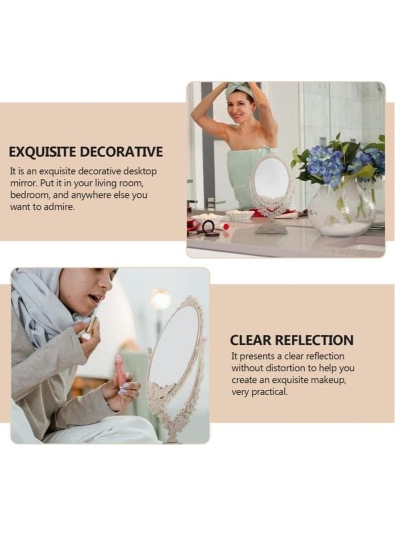 Desktop Vanity Mirror with Adjustable Stand 360° Rotating Tabletop Makeup Mirror, Double-Sided Magnifying Mirror for Desk, Perfect for Home, Office, and Travel Use, Sleek and Durable Design