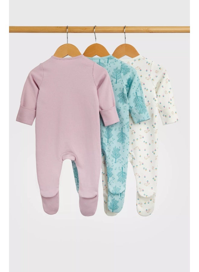 Garden Bunny Baby Sleepsuits - 3 Pack