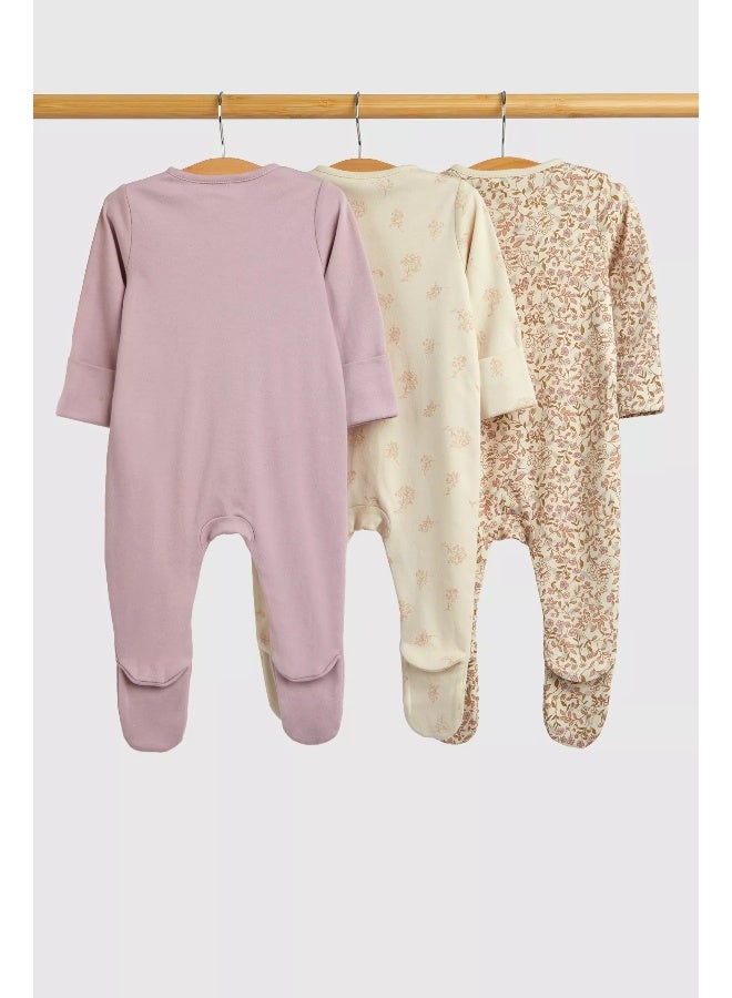 Wild Flower Baby Sleepsuits - 3 Pack