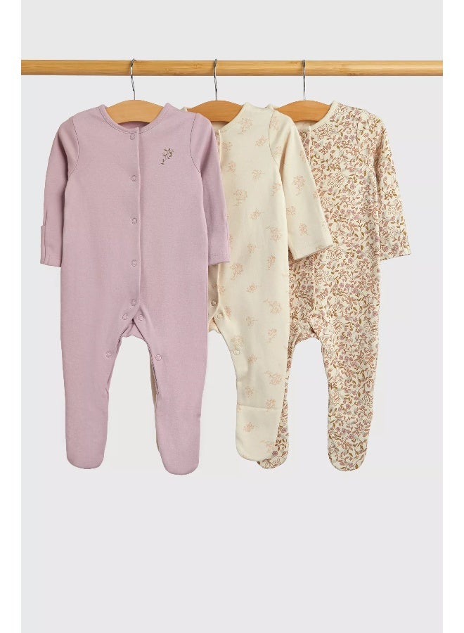 Wild Flower Baby Sleepsuits - 3 Pack