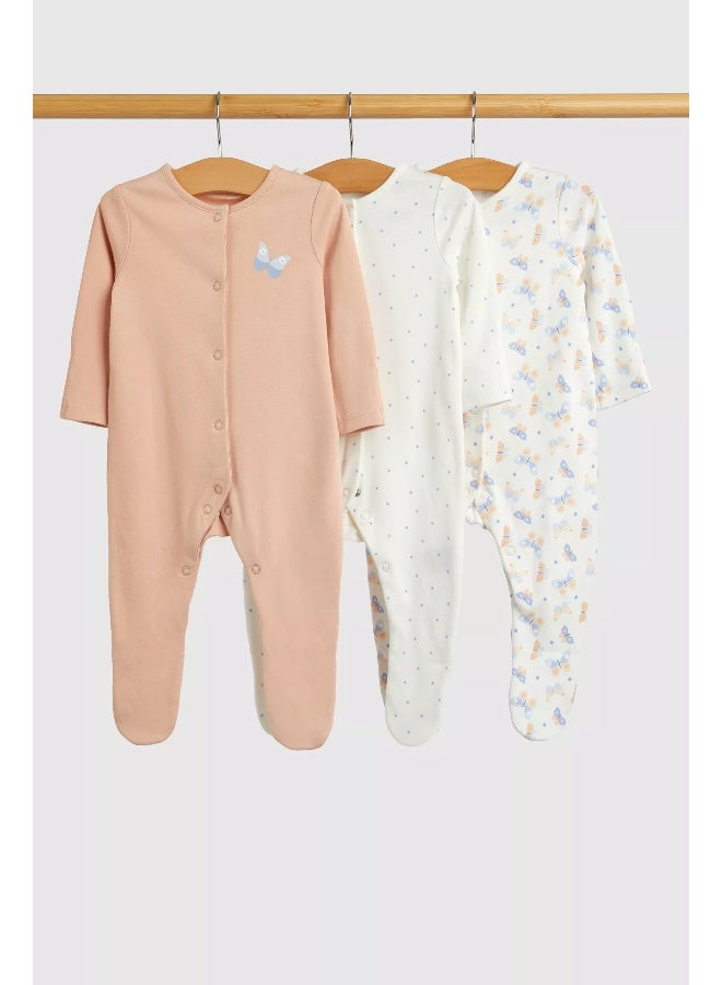 Butterfly Baby Sleepsuits - 3 Pack