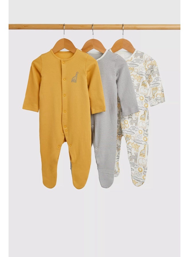 Safari Baby Sleepsuits - 3 Pack