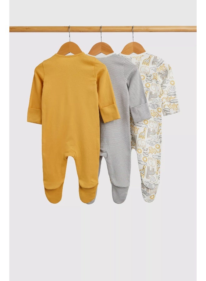 Safari Baby Sleepsuits - 3 Pack