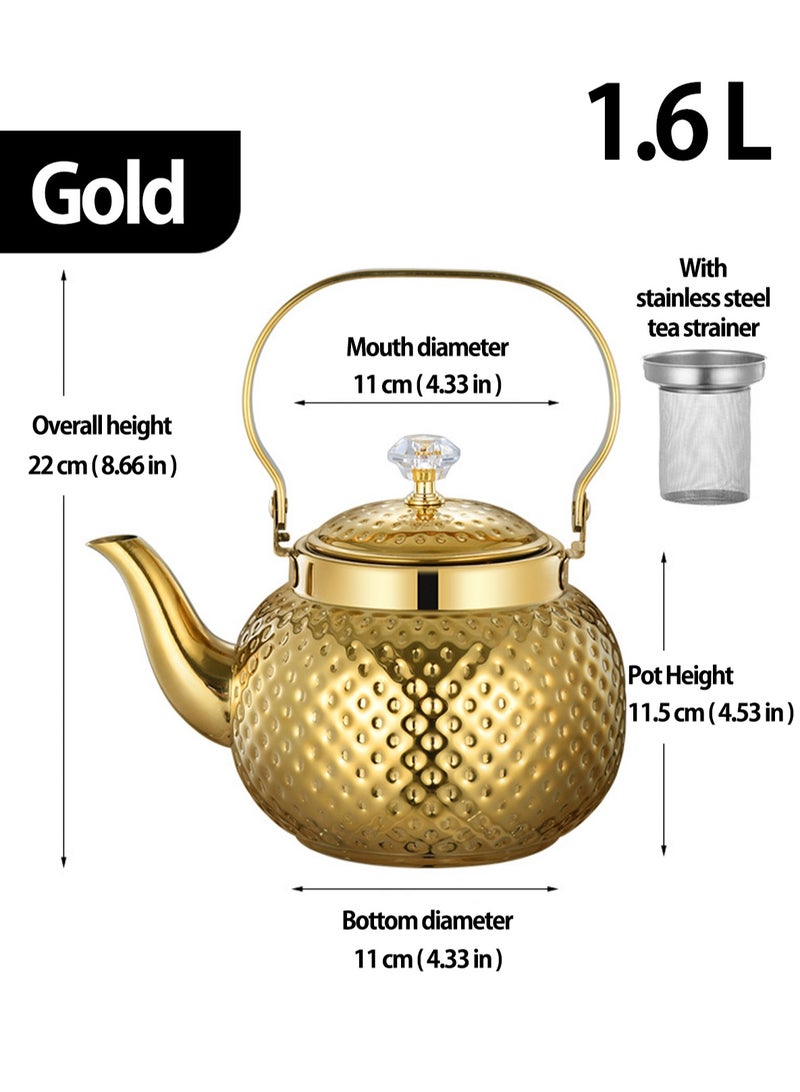 1.6L food grade stainless steel teapot is sturdy and durable, suitable for household and household items, and easy to enjoy the fun of brewing tea