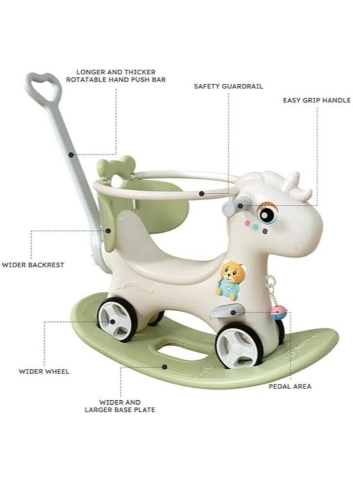 Rocking Horse 3 IN 1 Baby Rocking Horse Ride On Toys for Toddler 1-6 Years Balance Bike Toys for Balance Bike with 4 Silence Wheels with Sunshade