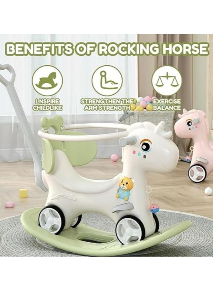 Rocking Horse 3 IN 1 Baby Rocking Horse Ride On Toys for Toddler 1-6 Years Balance Bike Toys for Balance Bike with 4 Silence Wheels with Sunshade