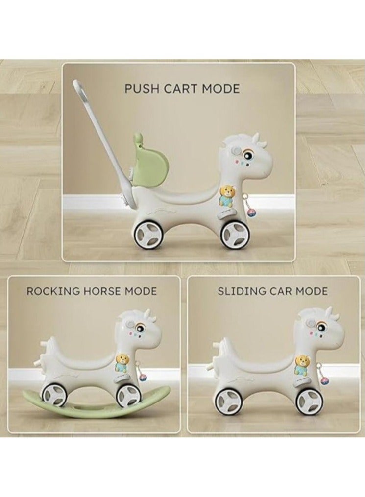 Rocking Horse 3 IN 1 Baby Rocking Horse Ride On Toys for Toddler 1-6 Years Balance Bike Toys for Balance Bike with 4 Silence Wheels with Sunshade