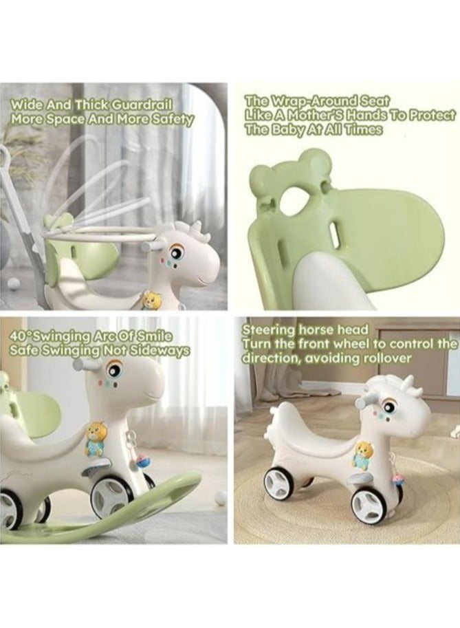 Rocking Horse 3 IN 1 Baby Rocking Horse Ride On Toys for Toddler 1-6 Years Balance Bike Toys for Balance Bike with 4 Silence Wheels with Sunshade