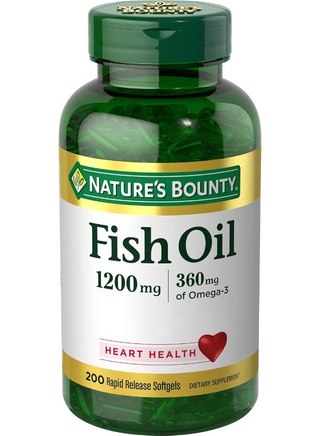 Nature's Bounty Fish Oil, Supports Heart Health, 1200 Mg, Rapid Release Softgels, 200 Ct